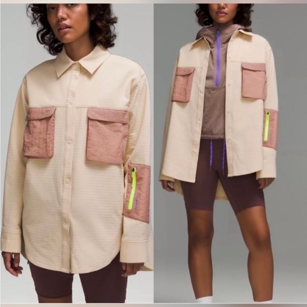 lululemon athletica Beige and Pink Button Down Shirt